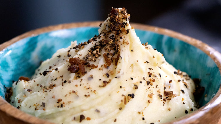 Purée lisse de pommes de terre au Poivre au Bacon