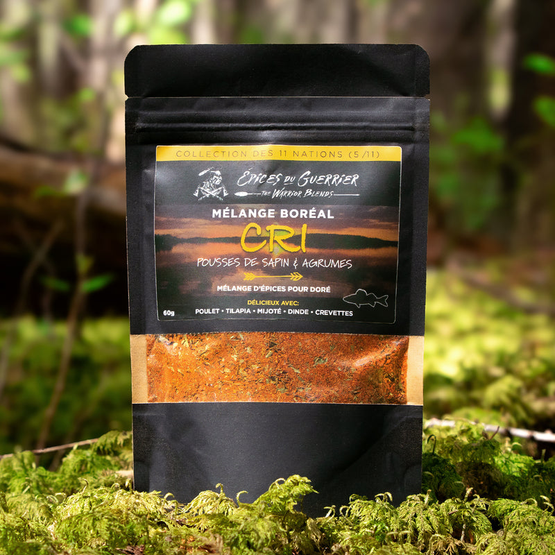 Chargez l'image dans la visionneuse de la galerie, Mélange Cri 60g - Collection 11 Nations | Épices à Doré et fajitas | Sachet en foret