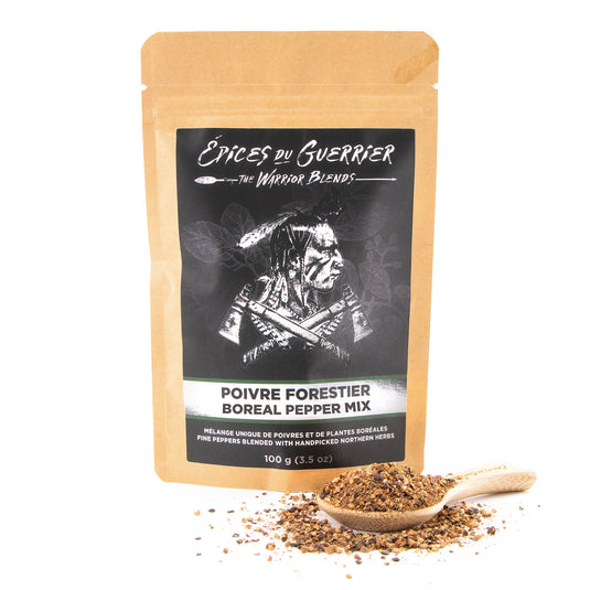 Poivre Forestier 100g | Épices du Guerrier | Mélange de poivres et de plantes sauvages du Québec
