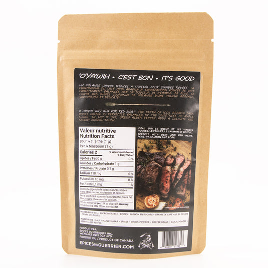 Rub à Steak au Café - Érable & Poivre des dunes 100g | Valeur Nutritive