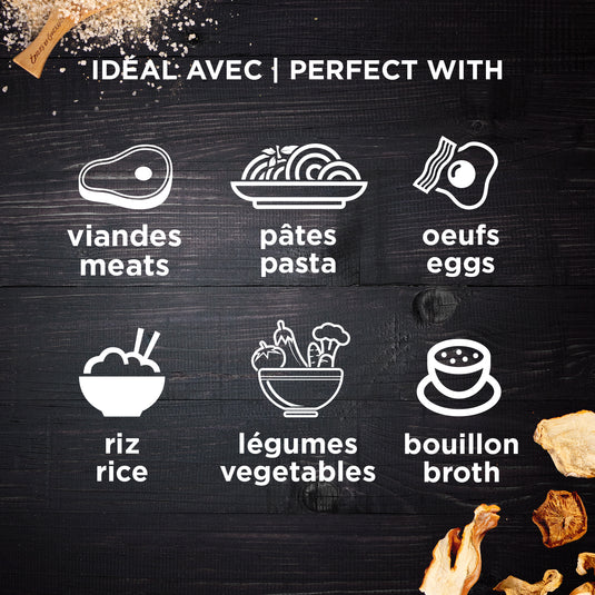 Sel aux Champignons Sauvages | Idéal avec viandes, pâtes, oeufs, riz, légumes, soupes