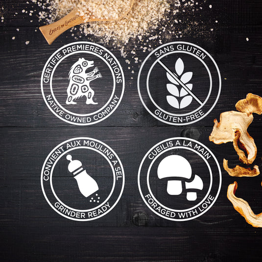 Sel aux Champignons Sauvages | Premières Nations, sans gluten, convient aux moulins...