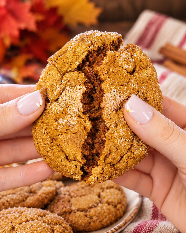 Soft pumpkin spice molasses cookies