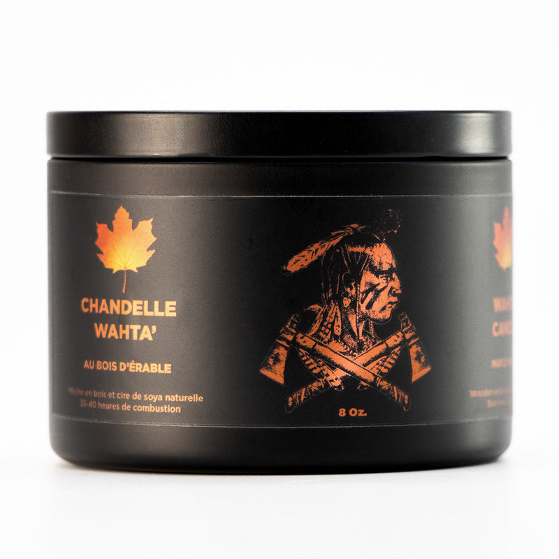 Chargez l'image dans la visionneuse de la galerie, Chandelle Wahta' au Bois d'érable | Épices du Guerrier - fermée avec couvercle d'aluminium noir
