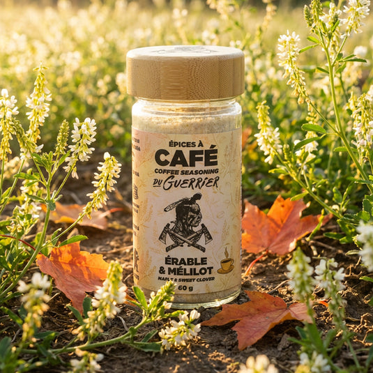 Épices à café Érable et Mélilot avec fleurs de mélilot et feuilles d’érable