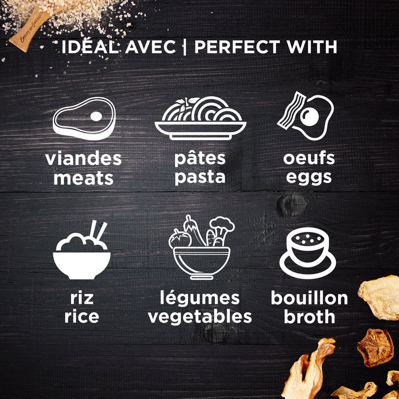 Load image into Gallery viewer, Sel aux Champignons Sauvages | Idéal avec viandes, pâtes, oeufs, riz, légumes, soupes

