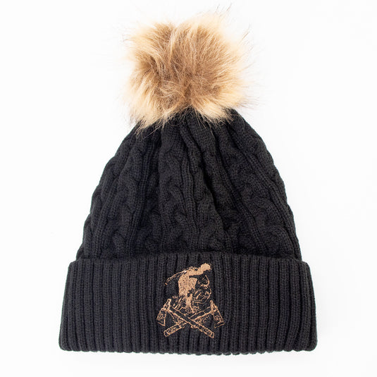 Tuque de la Guerrière à pompon (noir / blanc) – Épices du Guerrier