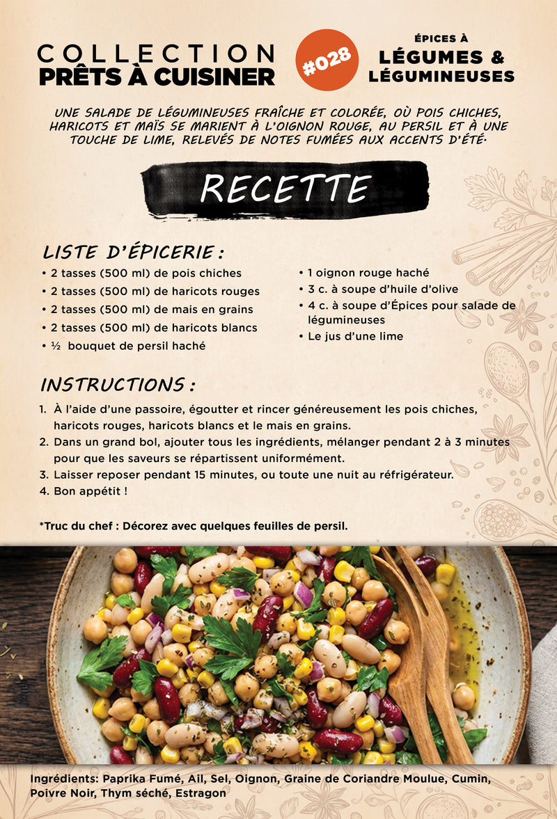 Load image into Gallery viewer, Recette de salade de légumineuses avec épices à légumes Épices du Guerrie
