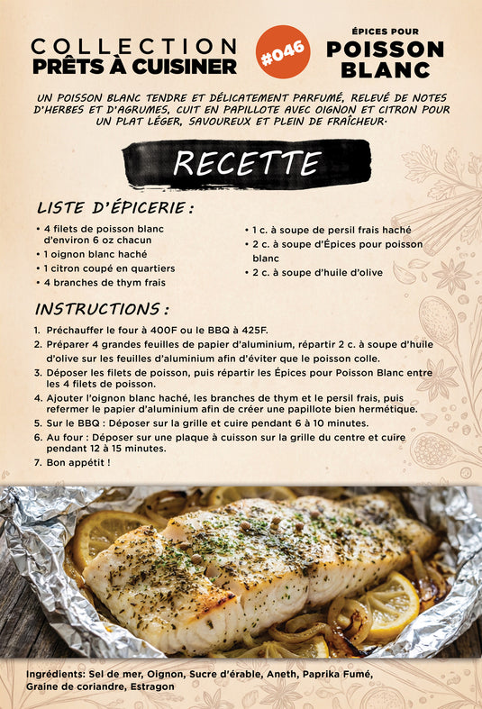 Recette de poisson blanc en papillote avec épices Épices du Guerri