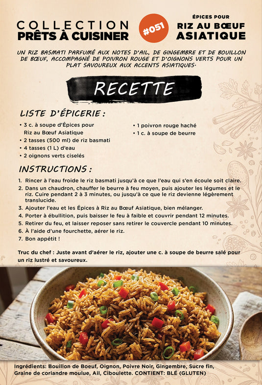 Riz au bœuf asiatique assaisonné avec épices Épices du Guerrier